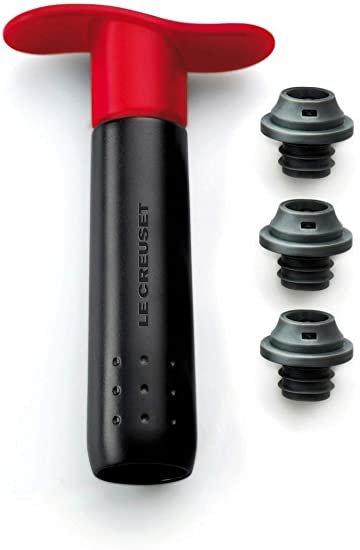 Le Creuset Set de bomba de vacío y tapones a juego, Conserva el vino, Cereza, Policarbonato, WA 137